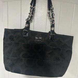 Coach Black Signature Chain Tote